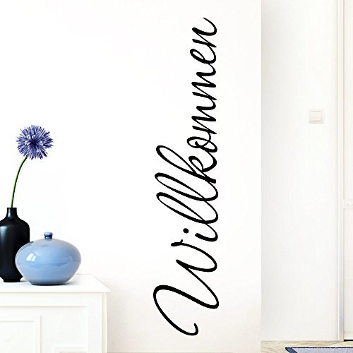 Grandora Wandtattoo Wort Willkommen I schwarz 26 x 120 cm I deutsch Flur Diele Eingang selbstklebend Aufkleber Wandaufkleber Wandsticker W1099