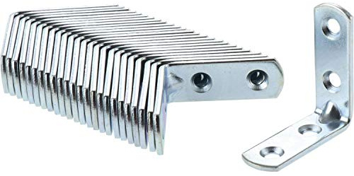 VASALAT Verbindungswinkel Metall mit 4 Schraublöcher 40x40 x 14 mm; Stahl verzinkt; Inhalt: 25 Stück Winkelverbinder