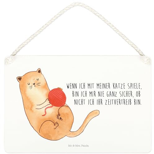 Mr. & Mrs. Panda Schild Katze Wolle DIN A4 - Geschenk, mit Spruch, Haustier, holzbild, Cats, Haha, Spielen, wandtafel, Türschild, Holzschild