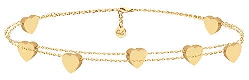 GD GOOD.designs Herz Armband Gold für Damen I Freundschaftsarmband für Sie - Verstellbar I 18 Karat vergoldete Herzchen Armkette - Valentinstag - Geschenk für Sie
