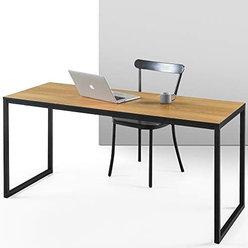 Zinus Jennifer 160x61x74 cm - Metal and wood modern study desk - Home office computer table - Natural Brown and Black