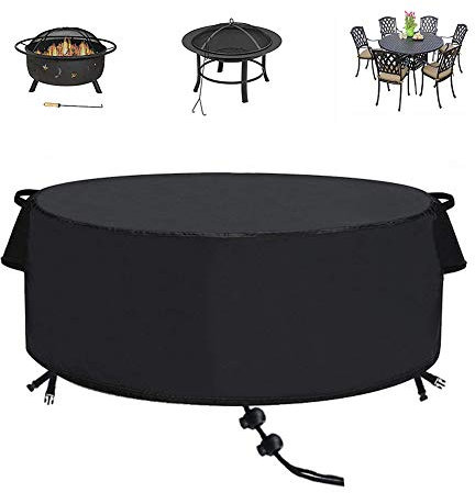 TheElves Feuerschalenabdeckung, 152,4 cm, rund, wasserdicht, für den Außenbereich, Terrasse, Kaminabdeckung, 152,4 cm D x 55,9 cm H
