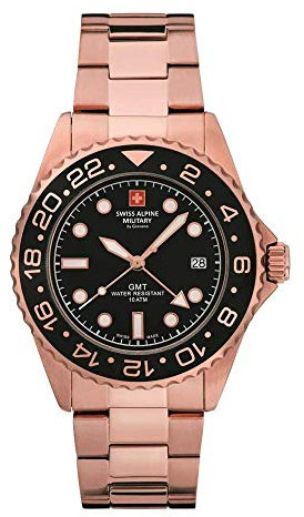 Swiss Alpine Military Swiss Alpine Military Herrenuhr GMT Analog Quarz 7052 Edelstahl, Pink/Schwarz/Schwarz - 1167sam, Armband
