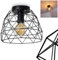 Deckenleuchte Hajom, runde Deckenlampe aus Metall in Schwarz, 1-flammig, E27-Fassung, Retro-Leuchte mit Lichteffekt durch Gitter-Optik, ohne Leuchtmittel