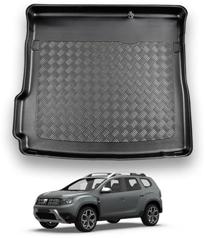 NOMAD Dacia Duster (2018-2024) Boot Liner [2-Wheel Drive Models] Tailored Fit Car Floor Mat Protector Non Slip Waterproof Raised Edges Compatible Custom Fit Accessory Black Dog & Pet Friendly