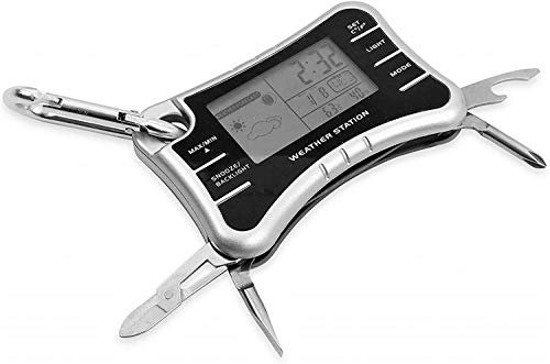 TechAffect Schlüsselanhänger Multitool Digital Wetterstation für Zuhause Karabiner Uhr