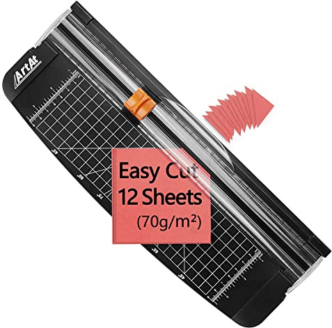 ArtAt Papierschneider, A4, tragbar, 30,5 cm, Papierschneider, Scrapbooking-Werkzeug für Foto, Geschenkkarten, Etiketten und Gutschein mit automatischer Sicherheitssicherung