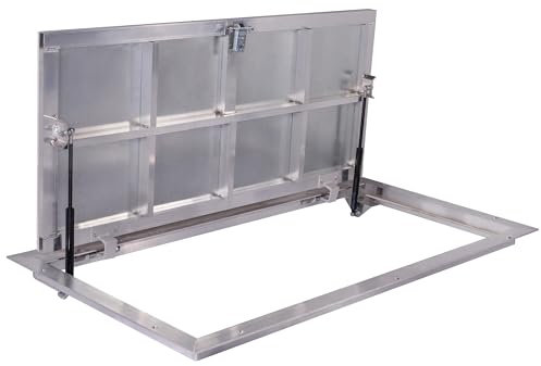 Schachtabdeckung Aluminium 600 x 1200 mm (P) - Seitenscharniere, Bodenluke Schachtdeckel Revisionsschacht Kanalschacht