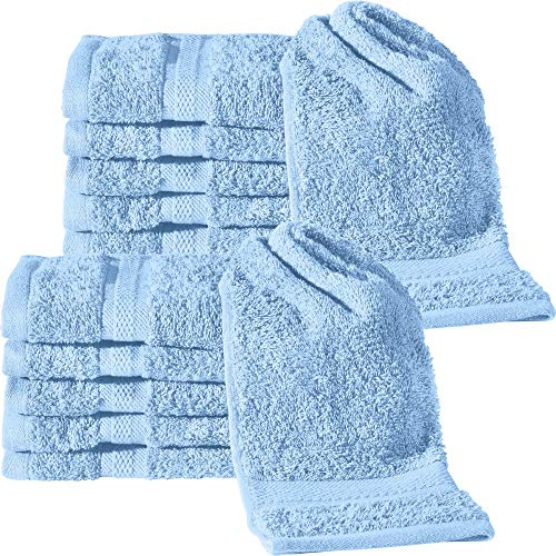REDBEST Gästetuch 12er-Pack Chicago hellblau Größe 30x50 cm - saugstark, strapazierfähig, ideal für Reisen, Sport (weitere Farben)