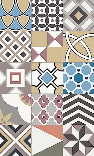 STORESDECO Alfombra de Vinilo Acolchada Mosaico, Alfombra Vinílica para Cocina, Habitación, Pasillo, Salón, Dormitorio, Alfombra Antideslizante y Lavable, Color Geom, 120cm x 180cm x 3,5mm