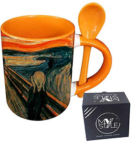 My Custom Style Tazza Arancio+cucchiaino#Arte-L'urlo Munch#325ml
