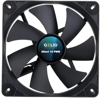 Gelid Solutions Silent 14 PWM Black | 140 mm Fan | Quiet Operation | Optimised Fan Blades | High Air Flow | 4-Pin Connection | RPM 1000 | 140 x 140 x 25 mm | Black