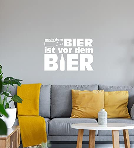 nach dem Bier ist vor dem Bier Wandtattoo Weiß Aufkleber 69 x 45 cm