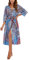 MAGIC ARMOR Damen Bademantel Leichter/Frauen Morgenmantel,3/4 Ärmeln Morgenmantel V-Ausschnitt Kimono Roben Langes Nachthemd für Nachtwäsche,PAT3 L