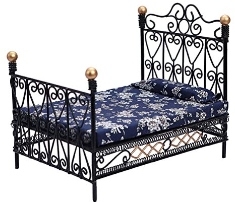 NUOBESTY 1: 12 Metall Puppenmöbel Puppenbettwäsche Baby Puppenbett Puppenbett Eisen