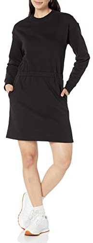 Amazon Essentials Abito Stile Felpa Stretto in Vita (Disponibile in Taglie Forti) Donna, Nero, L