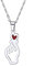 AITENME Kpop Kette Halskette aus Koreanische Finger Herz Edelstahl Anhänger Kette Damen Halskette für Kpop Fan Frau Freundin Tochter Geburtstag Jahrestag Valentinstag Geschenke