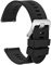 WOCCI 20mm Bracelet de Montre pour Homme à Rayures Arquées, Silicone Bande à Dégagement Rapide, Boucle Argentée (Noir)