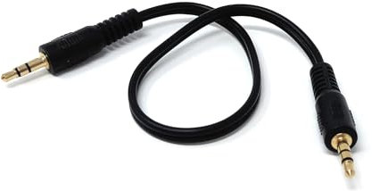 DRUT 20cm 3.5mm to 3.5mm Stereo Audio AUX Cable Gold Connectors, Small 3 pin Jack to Jack Speaker Lead (0.65ft, Black)