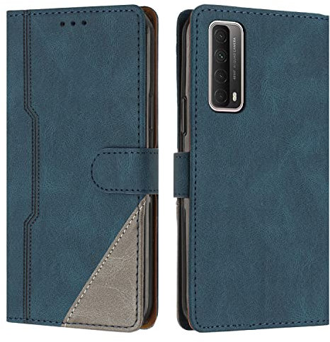 JZASES Hülle für Huawei P Smart 2021, Brieftasche Klapphülle, PU Leder Stoßfeste Magnetische Schutzhülle Tasche Kompatibel mit Huawei P Smart 2021, Blau