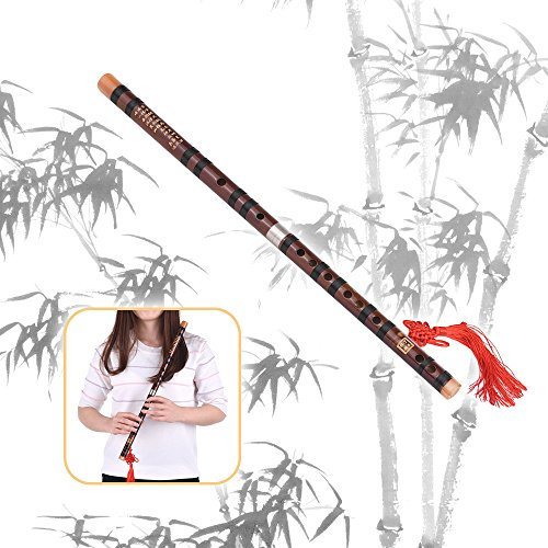 HUIOP flûte, G Key Instrument Traditionnel Chinois Flûte en Bambou amer Dizi avec Noeud Chinois pour Les débutants,flûte de Bambou,flûte