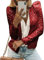 Acrawnni Damen Sparkly Glitter Jacken Langarm Open Front Pailletten Blazer Cardigan Mantel Glitzer Disco Bomberjacke, rot (a), XL