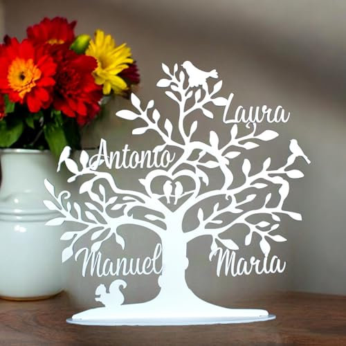 JR Maderas Arbol de la Vida Personalizado con Caja Regalo para Decoracion del Hogar - Adornos Pared Salon - Arbol Genealógico - Hecho 100% de Madera - Idea Original para Regalar Mujer y Hombre.