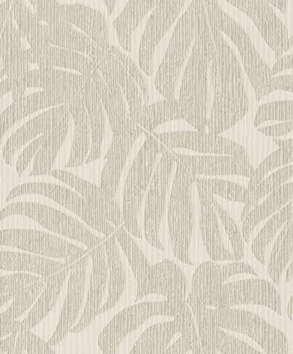 Rasch Papier peint intissé beige avec feuilles de palmier, feuilles, motif végétal