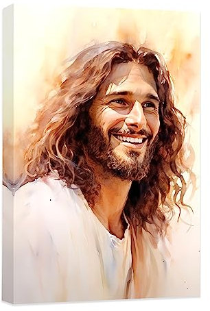 CCWACPP Jesus-Wandkunst, christliches Gemälde, Christus-Leinwanddrucke, Bild von Jesus, lachendes Christus-Lächeln, Poster, religiöse Heimdekoration