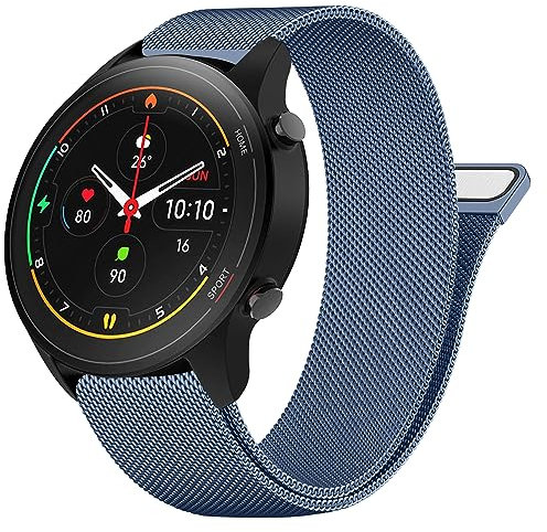 Meliya Correa para Xiaomi Mi Watch/Watch S1/S1 Active/Color Sport - Pulsera de Repuesto Metálica de Acero Inoxidable 22mm para Hombre y Mujer (Azul Marino)