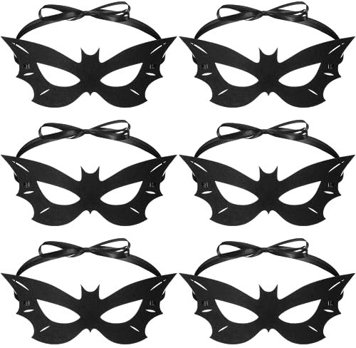 Skylety 6 Stück Halloween Maskerade Augenmasken Halloween Ball Kostüm mit Elastischem Band Männer Maskerade Maske für Halloween Festival Karneval Kostüm Cosplay Party (Fledermaus Stil)