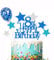 Elicola Happy 8th Birthday Cake Topper Glitter Eight Years Old Birthday Party Supplies for Celebrating 8th Birthday Anniversary Party Cake Decorations Supplies Blue