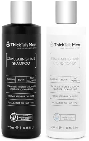 ThickTails Men’s Hair Growth Shampoo and Conditioner Set with Biotin, Caffeine and Saw Palmetto – Sulphate-Free Haircare for Fuller-Looking, Thicker-Looking Hair and a Healthy-Feeling Scalp