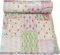 Marusthali Indian Handmade Quilt Indian Silk Sari Kantha Quilted Patchwork Kantha Quilts Light Weight Blanket Bed Cover (Twin 60 X 90 Inches, White)