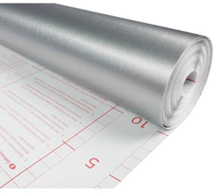DecoMeister Papel Adhesivo Aluminio Cepillado Para Cocina Armarios Vinilo Autoadhesivo Efecto Metálico Para Muebles Puertas Lámina Plata Para Forrar Para Mesa Decoración Para Hogar Rollo 45 x 25 cm