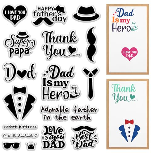 craspire Klarer Stempel Zum Vatertag, Danke, Papa, Liebe Papa, Vintage, Transparent, Silikon-Siegel, Stempel, Retro, Für Journaling, Kartenherstellung, DIY, Scrapbooking, Handgefertigte Fotoalben
