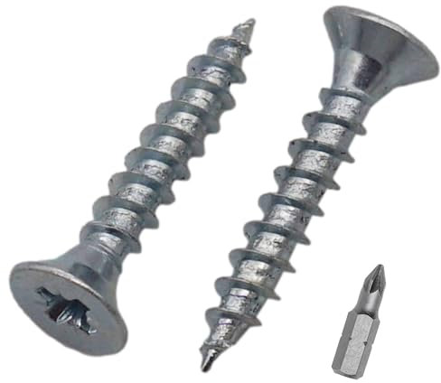SKIR'CO (100 pcs) Zinc Plated Steel 3.0 x 18 mm Wood Screws, Pozidriv Countersunk Head, Chipboard Screws, PZ Fully Threaded