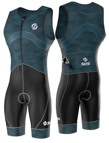 SLS3 Tuta da Triathlon Uomo - Trisuit Premium Uomo per Triathlon - Senza Maniche, Kit Tri con Grande Tasca Posteriore e Asciugatura Rapida, Large