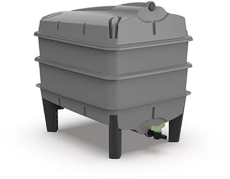 Tiger Wormery - Kit complet de composteur de vers – Comprend un bon pour échanger 250 g de vers de compostage – Conçu et fabriqué au Royaume-Uni (2 plateaux, gris)