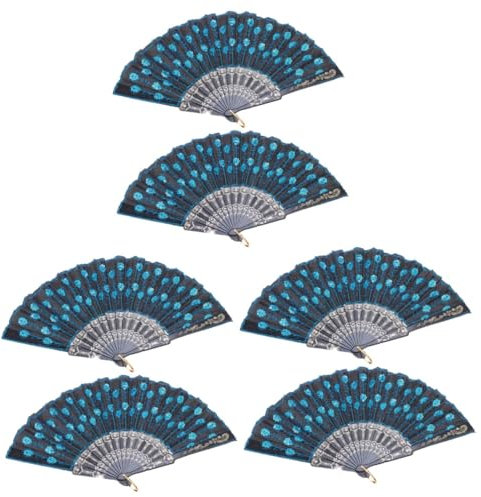 DARANCA Hermoso ventilador plegable, 6 uds., artesanías/chino/Vintage Retro, ventilador de tela, ventilador de pared, ventilador de tela for baile, ventilador de mano, ventilador Vintage