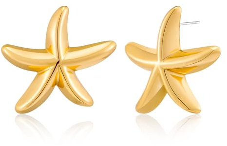 WOWORAMA Klobige goldene Seestern Ohrringe für Frauen Statement Seestern Ohrstecker Boho Ozean Sommer Strand Ohrringe Schmuck