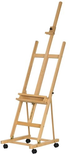 Vinsetto Staffelei Standstaffelei Klappbare Atelierstaffelei mit HalterungHöhenverstellbarer Leinwand Ständer mit Rollen für Kunstmalerei, Buchenholz für Leinwände bis 118 cm Höhe