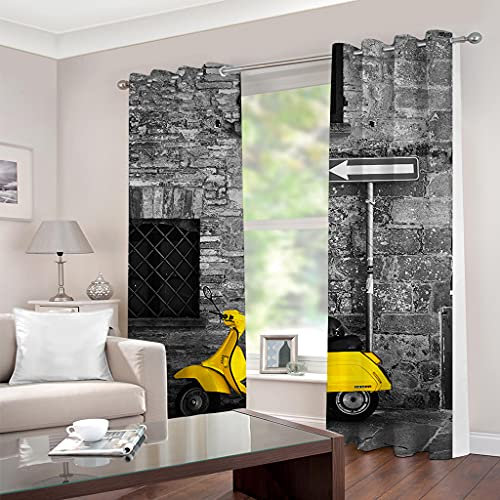 Gardinen Mit Ösen Blickdicht 3D Retro-Architekturkunst Muster 2Er Set Verdunklung Für Wohnzimmer Mädchen Junge Schlafzimmer H 183 x B 183 cm(H x B) Verdunklungsvorhänge Kinderzimmer Thermo Vorhänge