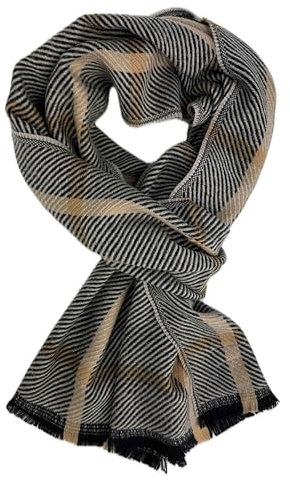 Wollschal Herrenschal Winterschal warm angenehm weich Wolle Karo in beige Made in Germany