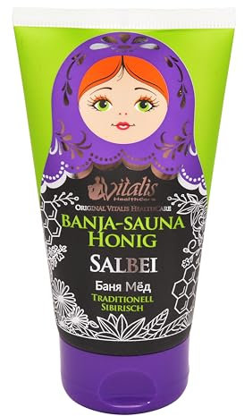 HAF® Vitalis Banja Sauna Honig Salbei | 150g Tube | Sauna Zubehör | Beruhigende und entspannende Saunacreme | 100% natürlich ohne Zusätze und Konservierungsstoffe | Qualität: Made in Europe