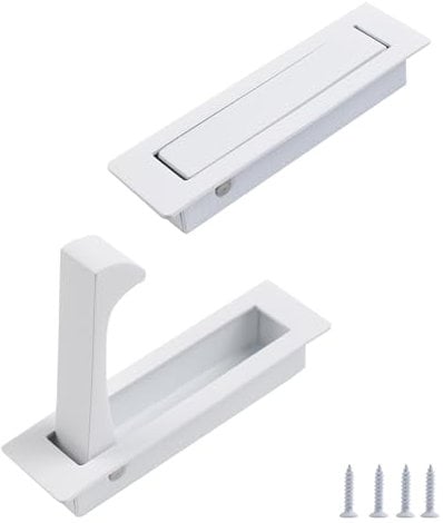UFURMATE Flush Mount Door Pull, 2PCS 304 Stainless Steel Pocket Door Handle Brushed Flush Mount Hardware Edge Pull for Closet (White)