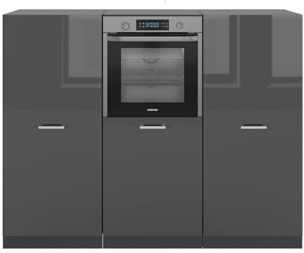 Vicco Küchenblock R-Line, Anthrazit Hochglanz/Anthrazit, 180 cm ohne Arbeitsplatte