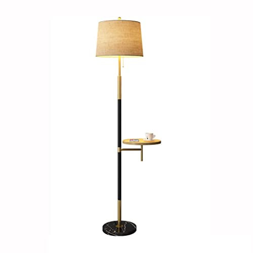HDICUHNANU Lampadaire sur Pied Lampe de Plancher Moderne avec étagères en Bois et USB Lampe Debout en marbre de Chargement sans Fil for Chambre à Coucher de Salon Decoration Salon(Push Button)