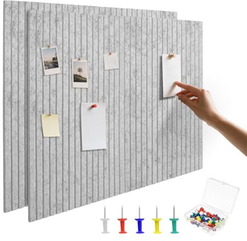 Whemyreat 2 Stück Große Filz Pinnwand Korkplatte mit 30 Pinnnadeln,80x120cm,Filzboard Memotafeln Memo Boards mit selbstklebender Rückseite für Wände,DIY dekorative Grau Filz Pinnwand