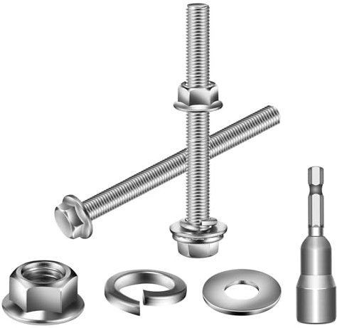 10Pcs M6 x 40mm Hex Bolts, Flange Hexagon Screws, Flanged Head Bolt 304 Stainless Steel Fully Threaded, Flat & Lock Washers, Nuts and Bolts Assortment